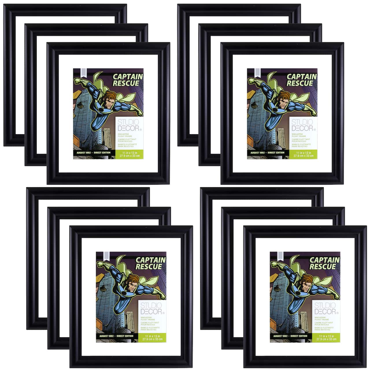 12 Pack: 11" x 13" Black Comic Book Float Frame by Studio Décor®